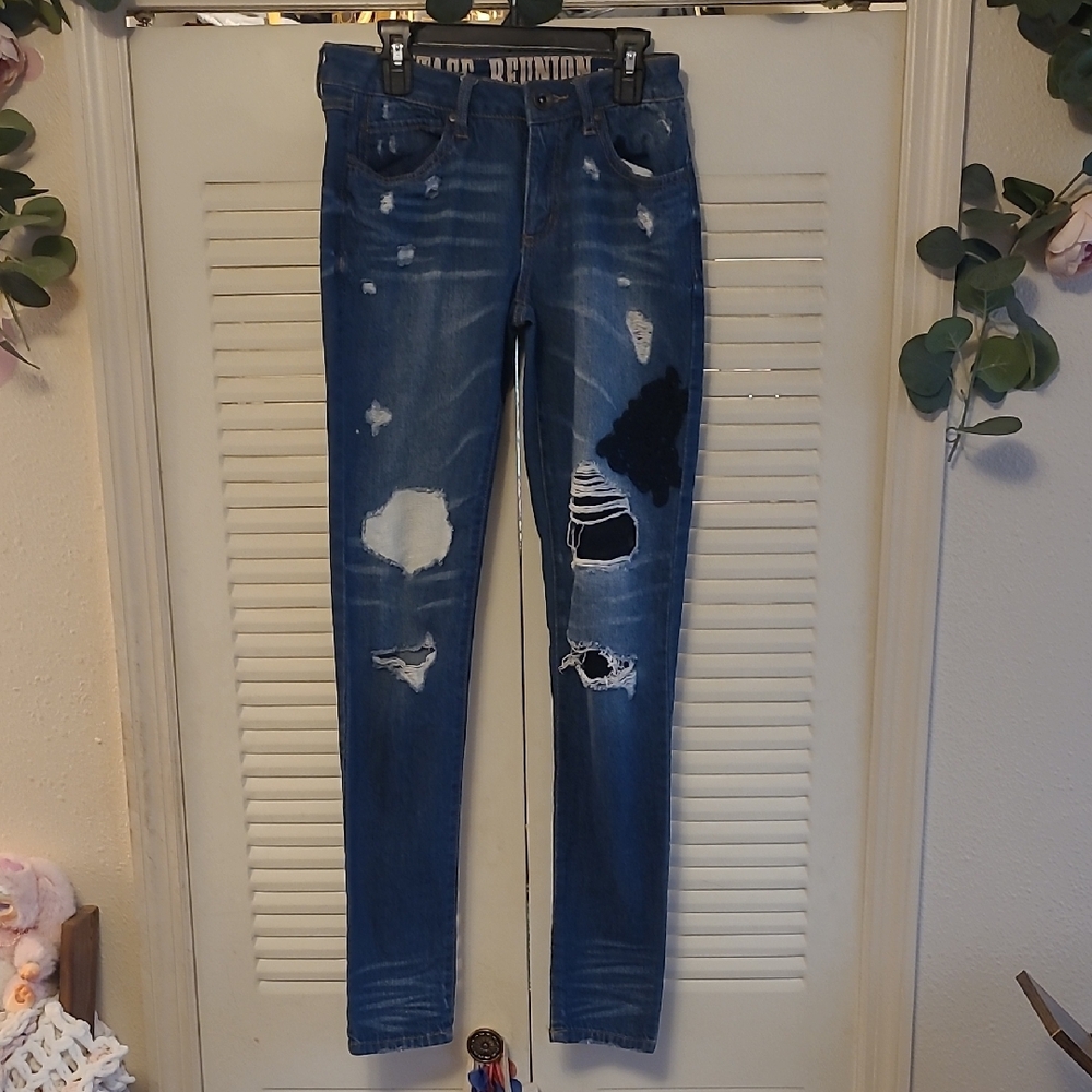 Rewash Blue Skinny Jeans with Distressed Design